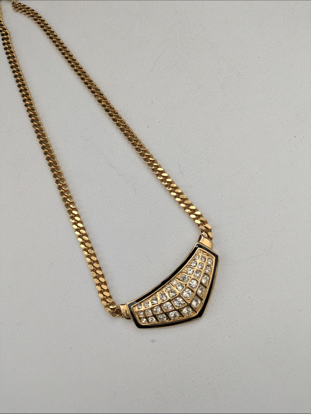 Vintage Vendome Gold-plated Pavé Bar Necklace - Women Jewelry - Picture 3 of 5
